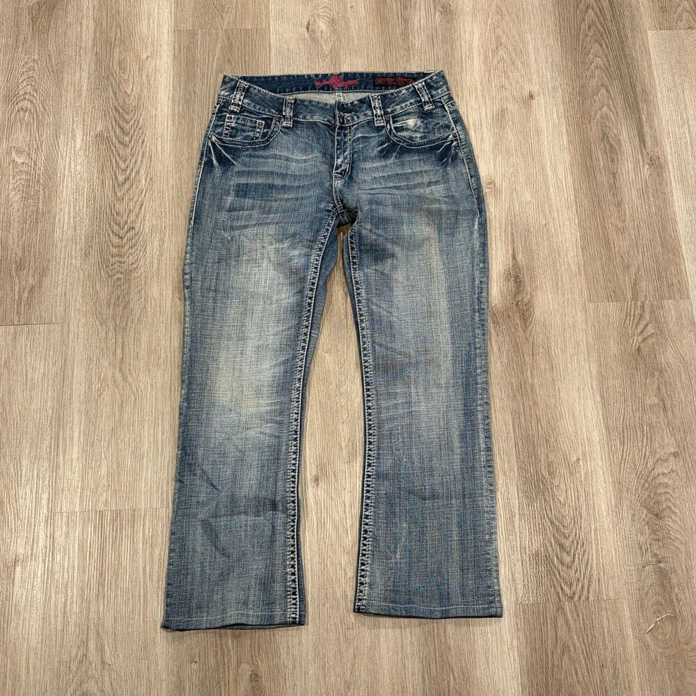 Vintage 00s Rock & Roll Cowgirl Denim Blue Jeans Women 32x29 Mid-Rise Boot Cut